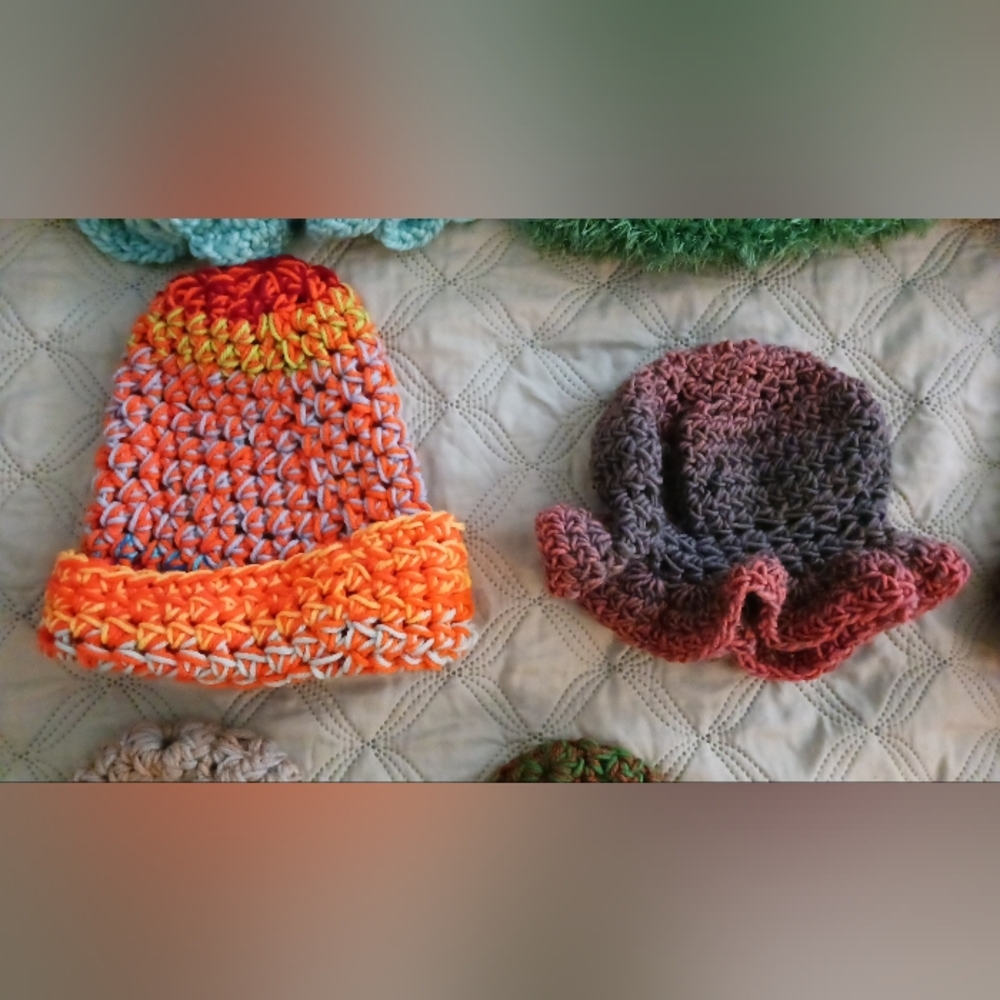 2pc Colorful HANDMADE Crochet Hats Set#2